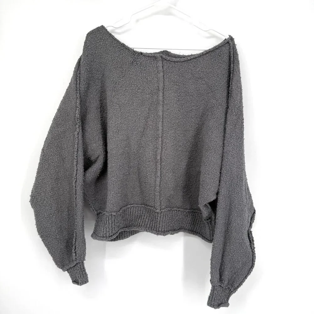 We The Free Free People Drifting Pullover Sweatshirt Oversized Comfy Gray Sz XS - Picture 2 of 10